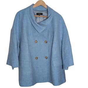 Talbots Wool Jacket Womens 20W Blazer Pea Coat Powder Blue